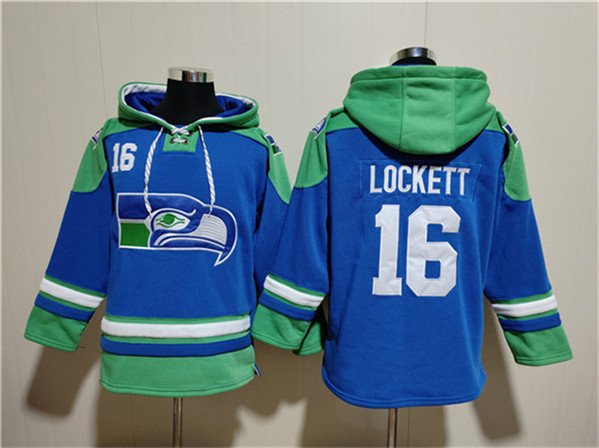 Men's Seattle Seahawks #16 Tyler Lockett Ageless Must-Have Lace-Up Pullover Hoodie